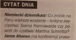 Janne Ahonen i jego odpowiedź na pytanie dziennikarza